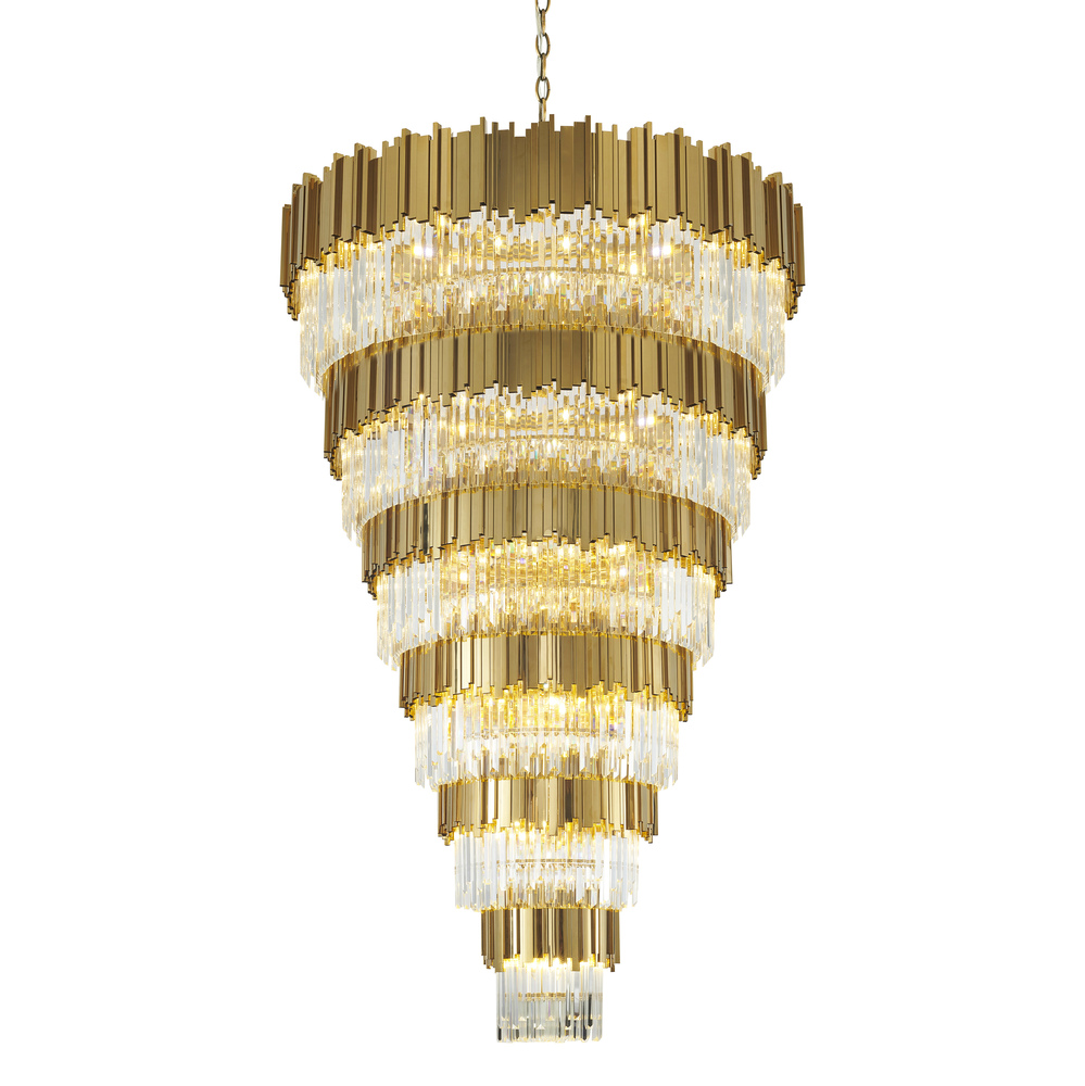 60-Light Gold Chandelier With Clear Crystals